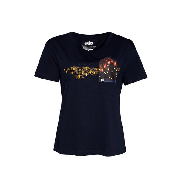 FÄDD Damen T-Shirt Rundhals aus Bio-Baumwolle "Alle Lampen an BT" Navy Blau von FÄDD