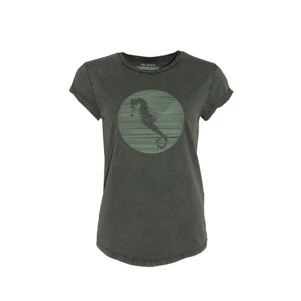 FÄDD Damen T-Shirt Rundhals aus Bio-Baumwolle "Hippocampus" Grün von FÄDD