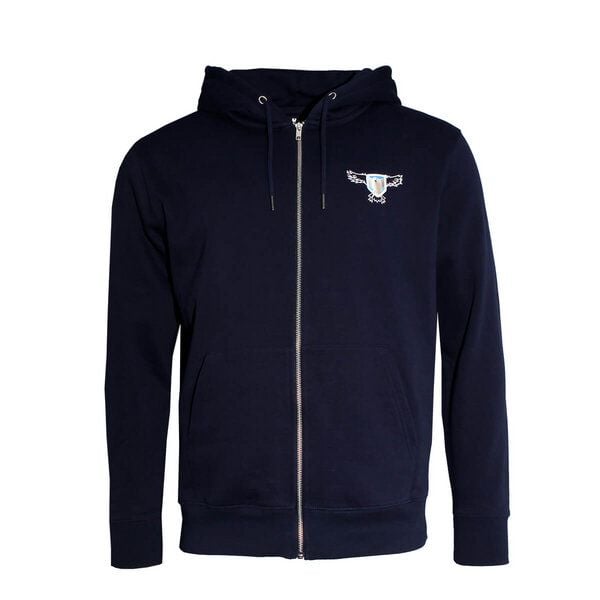 FÄDD Herren Sweatjacke Bio-Baumwolle "Meins PäP Print änd Pätsch" Navy Blau von FÄDD