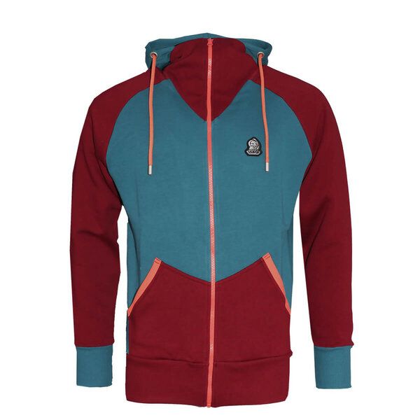 FÄDD Herren Sweatjacke aus Bio-Baumwolle "Troijer Z Heimat" Rot Türkis von FÄDD