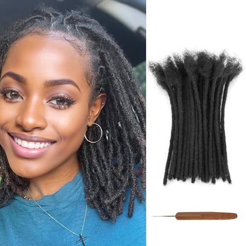 FAELBATY Menschliches Haar Loc Extensions 0.6cm Dicke 6" 30 Stränge Handmade 100% Menschliches Haar Dreadlock Extensions für Mann Frauen können gefärbt werden Bleached Curled Twisted (Natural Black) von FAELBATY