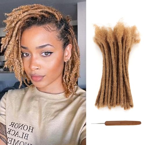 FAELBATY Menschliches Haar Loc Extensions 0.6cm Stärke 6 Zoll 30 Stränge Handmade 100% Echtes Menschliches Haar Dreadlock Extensions für Mann Frauen können gefärbt gebleicht Curled und Twisted (30#) von FAELBATY