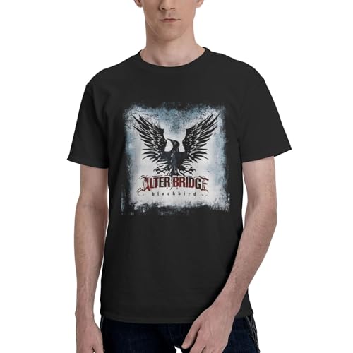 Herren Rock Band Bridgě Baumwolle Kurzärmeliges T-Shirt Klassisch Spielpassung Einfarbig Rundhals-Shirt Für Männer Sommer Bewegung Freizeit EIN Must-Have Für Das Pendeln Schwarz L​ von FAETINATS