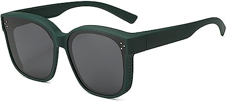 FAFOUR Snapshades passen über Brillen, Sonnenbrillen, die über normale Brillen passen, polarisierte Unisex-Wickelsonnenbrillen, quadratische Sonnenbrillen (Grün) von FAFOUR