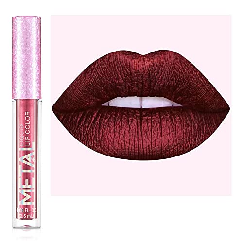 Metallischer flüssiger Lippenstift Lippenfarbe Non Stick Cup Matte Lip Glaze Farbe Makeup, Perlen-Schönheits-Makeup von FAFOUR