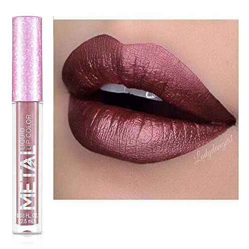 Metallischer flüssiger Lippenstift Lippenfarbe Non Stick Cup Matte Lip Glaze Farbe Makeup, Perlen-Schönheits-Makeup von FAFOUR