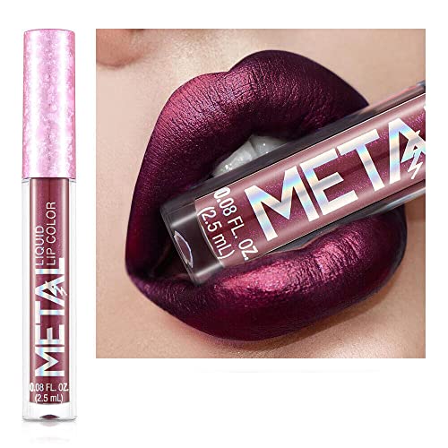 Metallischer flüssiger Lippenstift Lippenfarbe Non Stick Cup Matte Lip Glaze Farbe Makeup, Perlen-Schönheits-Makeup von FAFOUR
