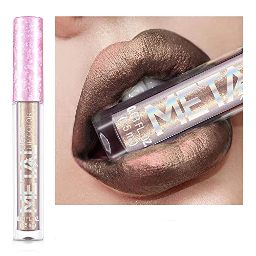 Metallischer flüssiger Lippenstift Lippenfarbe Non Stick Cup Matte Lip Glaze Farbe Makeup, Perlen-Schönheits-Makeup von FAFOUR