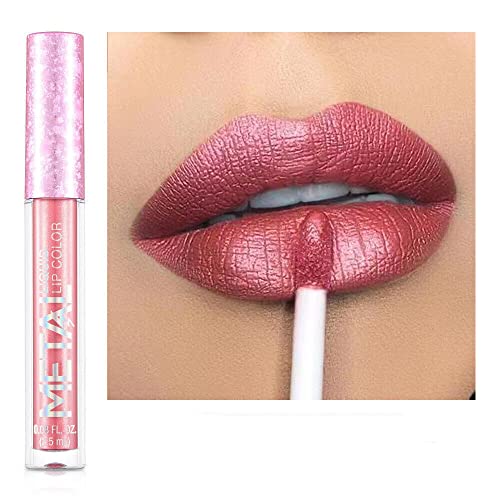 Metallischer flüssiger Lippenstift Lippenfarbe Non Stick Cup Matte Lip Glaze Farbe Makeup, Perlen-Schönheits-Makeup von FAFOUR