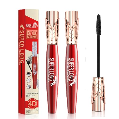 Super lange Wimperntusche, 4D Wasserfeste und schweißfeste Wimperntusche, Stereo Lengthening Mascara, trocknende und nicht klebende Mascara für Frauen (2PCS) von FAFOUR