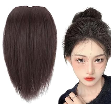 Upgrade Verdicktes flauschiges Haarteil, 15-25 cm unsichtbare flauschige Haarspangen für Frauen, dicke Clip-in-Haarverlängerung Haar-Pad-Stücke Einteiliges Haar hinzufügen (15CM, Dunkelbraun) von FAFOUR