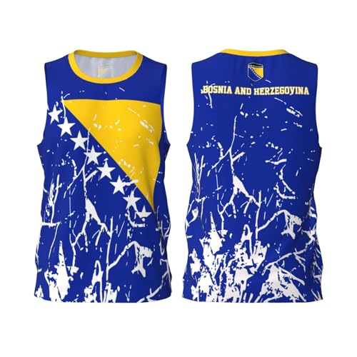 Bosnien und Herzegowina Flagge Grain Basketball Trikot Shirt Team Up Sport 3D Full Print Design Trikots, Schwarz , XXL von FAGIUCHI