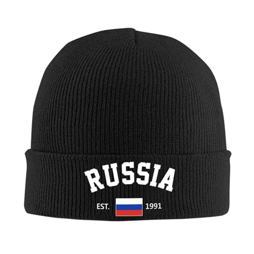 FAGIUCHI Russia Est.1991 Independence Day Winter Strickmütze Beanie Cap Erwachsene Warme Kappen Schwarz, Schwarz , 7 1/8-7 1/4 von FAGIUCHI