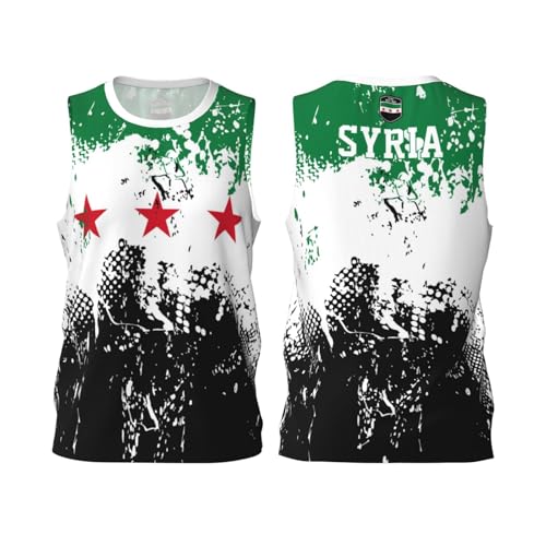 Syrien Flagge 1932-1963 Grain Basketball Trikot Shirt Team Up Sport 3D Full Print Design Trikots, Schwarz , M von FAGIUCHI