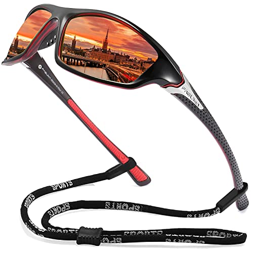 FAGUMA Polarisierte Sport-Sonnenbrille für Herren, Radfahren, Fahren, Angeln, UV400-Schutz, Schwarz-roter Rahmen/rot verspiegelte Gläser FAGUMA Polarisierte Sport-Sonnenbrille für Herren, Radfahren, Fahren, Angeln, UV400-Schutz, Schwarz-roter Rahmen/rot verspiegelte Gläser von FAGUMA