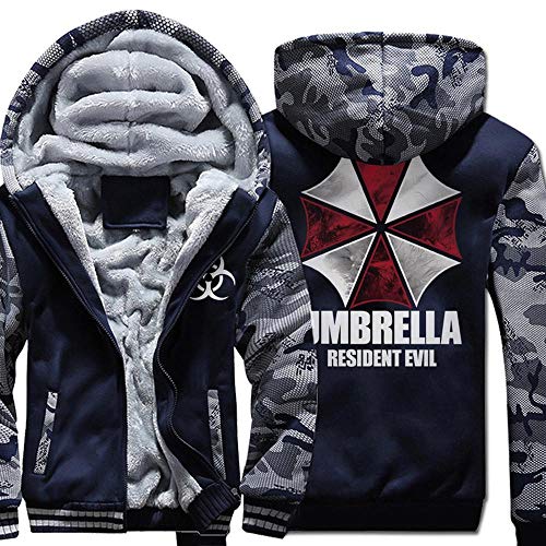 FAIBOO Herren Hoodie Regenschirm Resident Evil Print Sportswear Stitching Langarm Winter Cardigan Kapuze Dickes Warm Sweatshirt Teen Geschenk A-3XL von FAIBOO