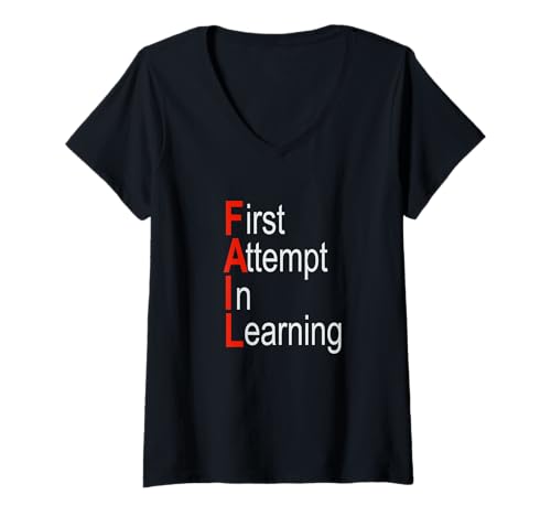 Damen Fail Erster Lernversuch T-Shirt mit V-Ausschnitt Damen Fail Erster Lernversuch T-Shirt mit V-Ausschnitt von FAIL and Try Design Co.