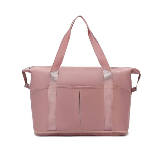 Faltbare Reisetasche für Frauen, wasserdichte Sporttasche, Sporttasche, Wochenendtasche, erweiterbar, leicht, Tragetaschen für Reisen, Sport, Pink, Sport von FAIME