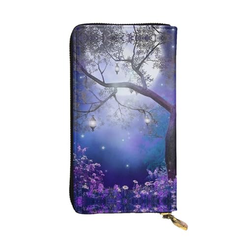 Colorful Flower Butterfly Tree Printed Leather Wallet, Zippered Credit Card Holder Unisex Version von FAIRAH