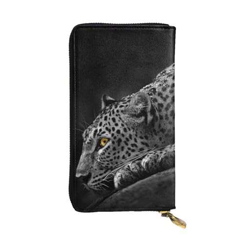 FAIRAH Animal Leopard Printed Leather Wallet, Zippered Credit Card Holder Unisex Version von FAIRAH
