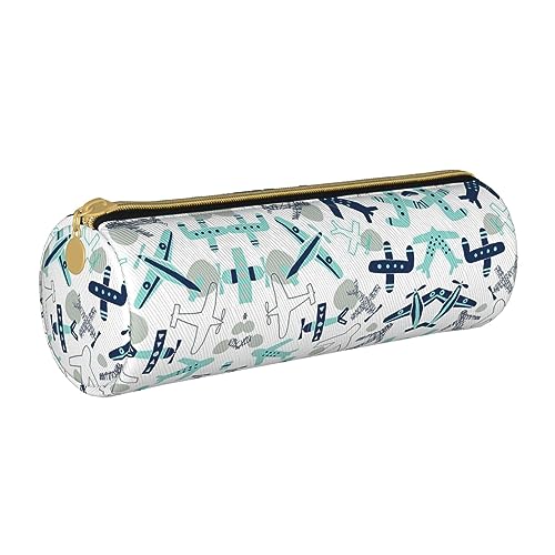 FAIRAH Art Guitar Pattern Printed Leather Cylinder Pencil Storage Bag, Suitable for Daily Use, Flugzeig, Einheitsgröße, Münzbeutel von FAIRAH