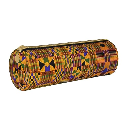 FAIRAH Astronaut und Alien bedruckte Leder Zylinder Bleistift Aufbewahrungstasche, geeignet für den täglichen Gebrauch, Afrikanisches Weben, Einheitsgröße, Münzbeutel von FAIRAH