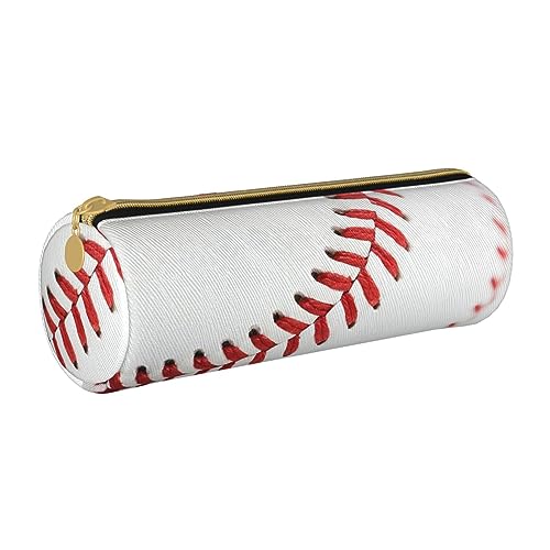 FAIRAH Baseball Lace Close Up Bedruckte Leder Zylinder Bleistift Aufbewahrungstasche Geeignet für den täglichen Gebrauch, Baseball Lace Close Up, Einheitsgröße, Münzbeutel von FAIRAH