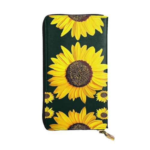 FAIRAH Blooming Sunflower Printed Leather Wallet, Zippered Credit Card Holder Unisex Version von FAIRAH