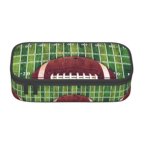 FAIRAH Canadian Smokey Mountain Cliff Printed Portable Large Capacity Compartment Stationery Pen Bag, Suitable for School Or Office Stationery, American Football Field and Ball, Einheitsgröße, von FAIRAH