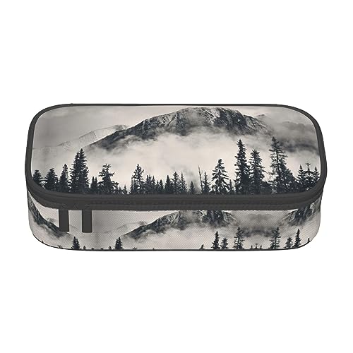 FAIRAH Canadian Smokey Mountain Cliff Printed Portable Large Capacity Compartment Stationery Pen Bag, Suitable for School Or Office Stationery, Kanadische Smokey Mountain Cliff, Einheitsgröße, von FAIRAH