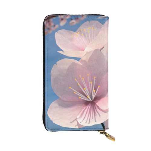 FAIRAH Cherry Blossoms Printed Leather Wallet, Zippered Credit Card Holder Unisex Version von FAIRAH