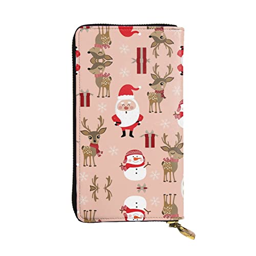 FAIRAH Cute Christmas Holidays Printed Leather Wallet, Zippered Credit Card Holder Unisex Version von FAIRAH