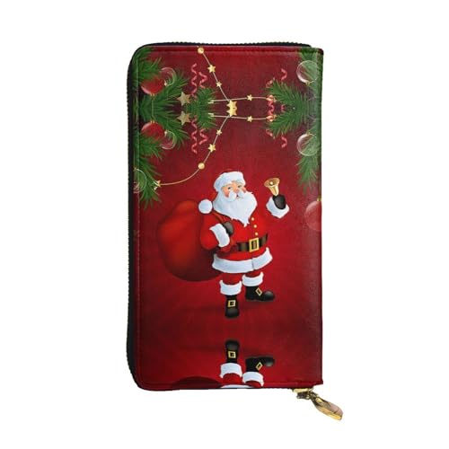 FAIRAH Cute Santa Claus Printed Leather Wallet, Zippered Credit Card Holder Unisex Version von FAIRAH