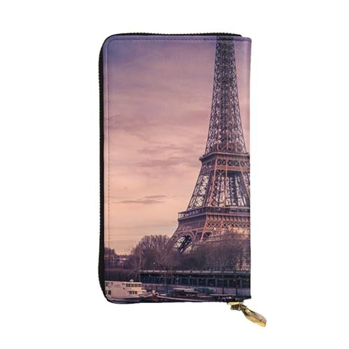 FAIRAH Eiffel Tower Printed Leather Wallet, Zippered Credit Card Holder Unisex Version von FAIRAH