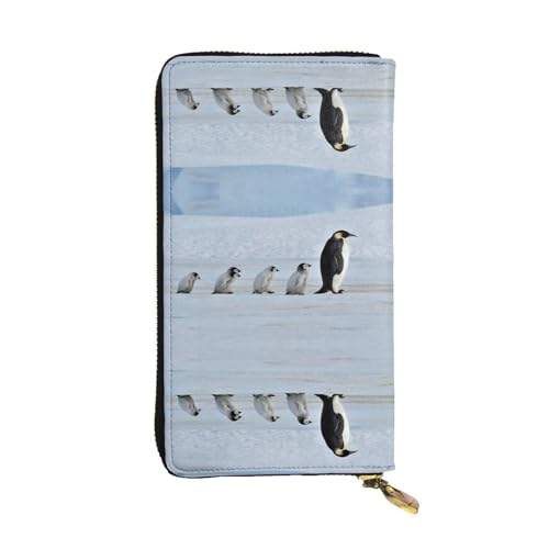 FAIRAH Five Penguins Printed Leather Wallet, Zippered Credit Card Holder Unisex Version von FAIRAH