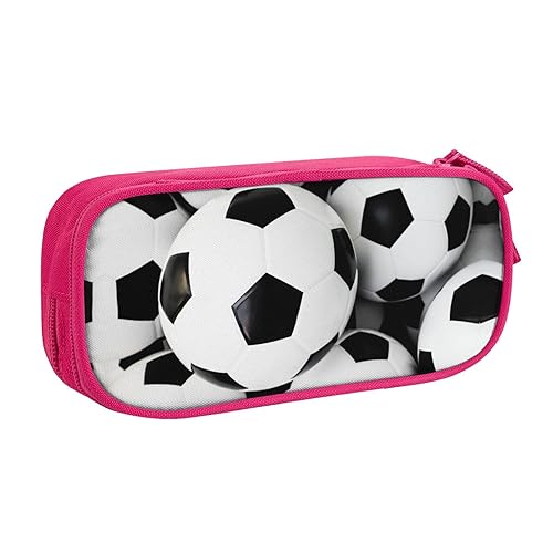 FAIRAH Fußball gedruckt große Kapazität Doppelschicht Reißverschluss Stifttasche, Schreibwaren Aufbewahrungstasche, rose, Einheitsgröße, Schulrucksack von FAIRAH