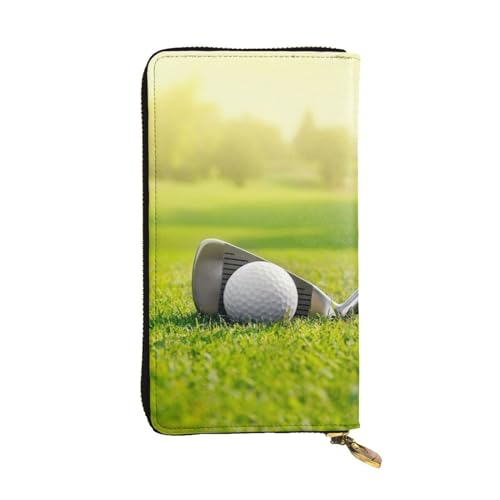 FAIRAH Golf Grass Printed Leather Wallet, Zippered Credit Card Holder Unisex Version von FAIRAH