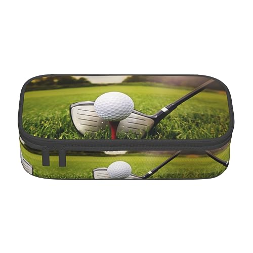 FAIRAH Golfball gedruckt tragbare große Kapazität Fach Schreibwaren Stift Tasche, geeignet für Schule oder Büro Schreibwaren, Golfball, Einheitsgröße, Make-up-Tasche von FAIRAH