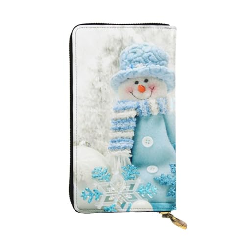 FAIRAH Happy Snowman Printed Leather Wallet, Zippered Credit Card Holder Unisex Version von FAIRAH