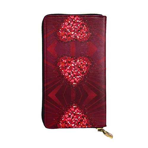 FAIRAH Happy Valentine's Day Printed Leather Wallet, Zippered Credit Card Holder Unisex Version von FAIRAH