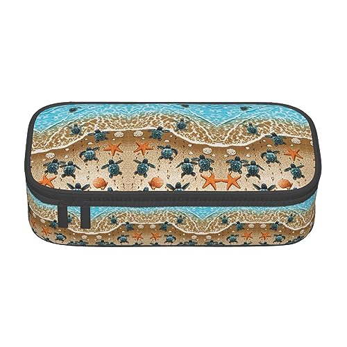 FAIRAH Labrador Retriever Hund gedruckt tragbare große Kapazität Fach Schreibwaren Stift Tasche, geeignet für Schule oder Büro Schreibwaren, Schildkröten am Strand, Einheitsgröße, Make-up-Tasche von FAIRAH