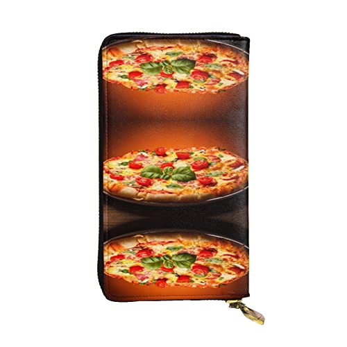 FAIRAH Large Pizza Printed Leather Wallet, Zippered Credit Card Holder Unisex Version von FAIRAH