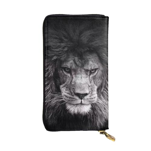 FAIRAH Lion Printed Leather Wallet, Zippered Credit Card Holder Unisex Version von FAIRAH