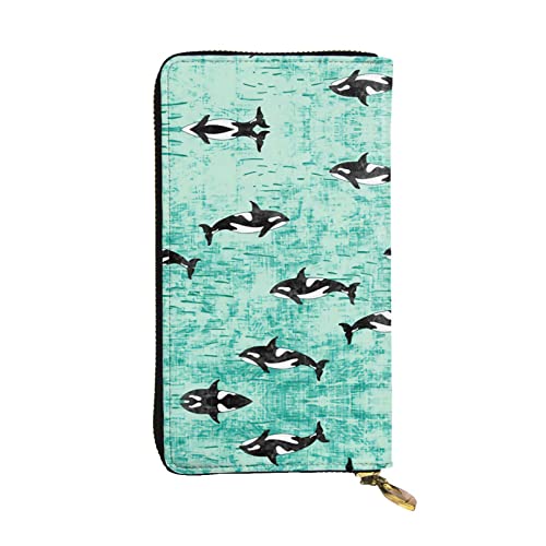 FAIRAH Pacific Ocean Biological Printed Leather Wallet, Zippered Credit Card Holder Unisex Version von FAIRAH