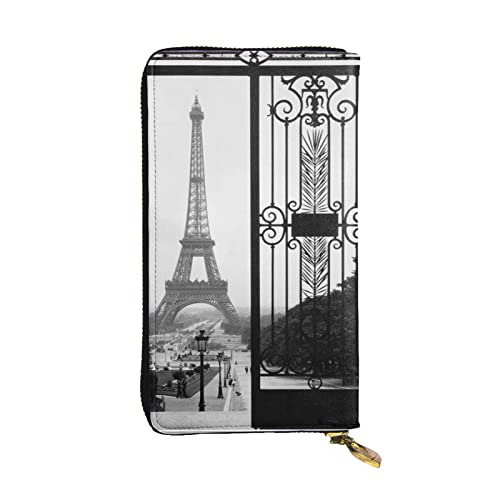 FAIRAH Paris Eiffel Tower Printed Leather Wallet, Zippered Credit Card Holder Unisex Version von FAIRAH