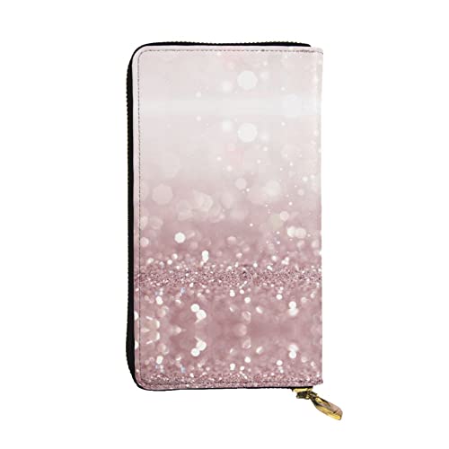 FAIRAH Pink Glitter Printed Leather Wallet, Zippered Credit Card Holder Unisex Version von FAIRAH