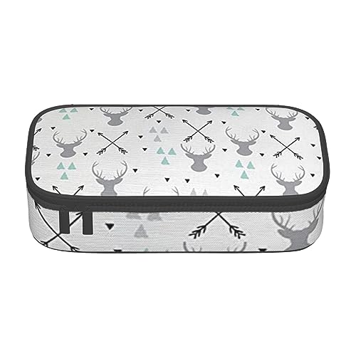 FAIRAH Retro Cool Camera Collection Printed Portable Large Capacity Compartment Stationery Pen Bag, Suitable for School Or Office Stationery, Jagdpfeile Dreiecke Hirsch, Einheitsgröße, Make-up-Tasche von FAIRAH