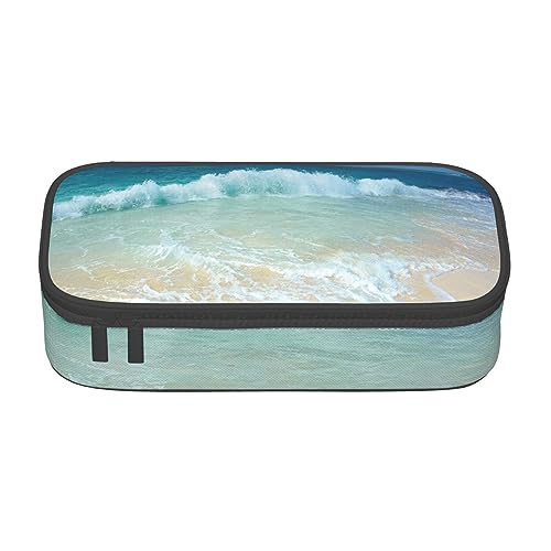 FAIRAH Retro Cool Camera Collection Printed Portable Large Capacity Compartment Stationery Pen Bag, Suitable for School Or Office Stationery, Serene Coastal, Einheitsgröße, Make-up-Tasche von FAIRAH