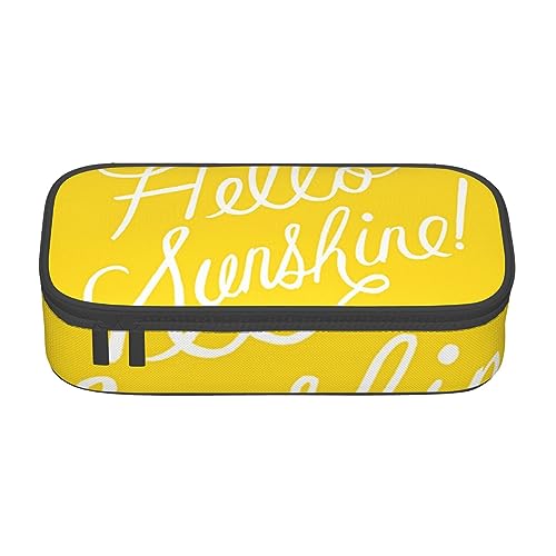 FAIRAH Rindsleder gedruckt tragbare große Kapazität Fach Schreibwaren Stift Tasche, geeignet für Schule oder Büro Schreibwaren, Schönes Hello Sunshine, Einheitsgröße, Make-up-Tasche von FAIRAH