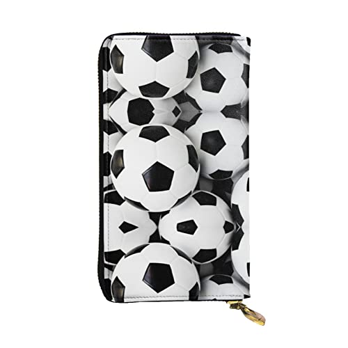 FAIRAH Soccer Ball Printed Leather Wallet, Zippered Credit Card Holder Unisex Version von FAIRAH